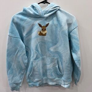 H&M Pokémon Eevee Hoodie Boys Size 10–12 Blue Graphic Pullover Sweatshirt